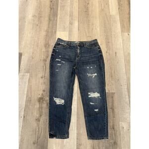 KanCan Jeans Womens 15 31 Blue Distressed Denim High Rise Straight Leg Ripped